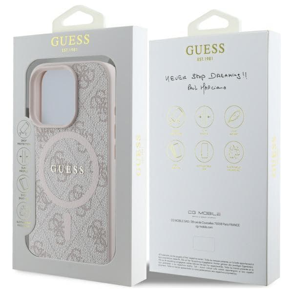 Guess 4G Ring Classic Logo MagSafe-etui til iPhone 16 Pro Max, lyserød