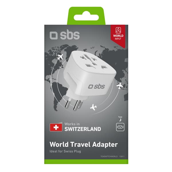 Rejseadapter CH Schweiz - Hvid