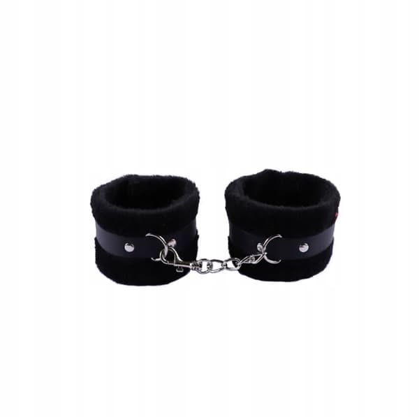 BDSM Sæt Pels Håndjern og Blindbind Sort