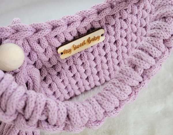 Moses Basket BOHO Bomullsdockbärare med Trävagga - Lavendel