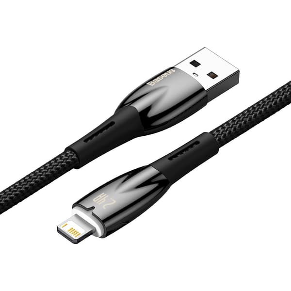 Glimmer Series USB-A kabel iPhone Lightning 480Mb-s 2.4A 2m sort