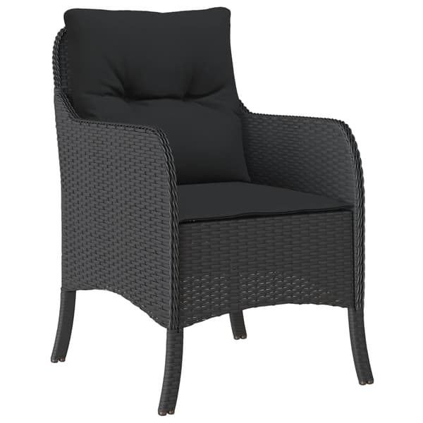 vidaXL 3-delt havemøbelsæt med hynder, sort, PE-rattan