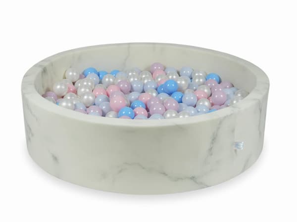 Tør pool 110x30 marmor med 400 bolde: lyserød, lyserød perle, lyseblå perle, lyseblå, perle