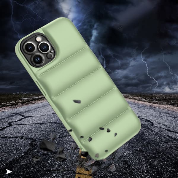 Puffer-etui til iPhone 13 Pro, grøn