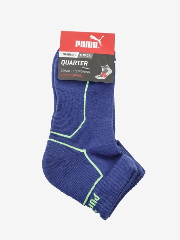 Puma Quarter Neon Blå Strumpor 2-pack 35/38