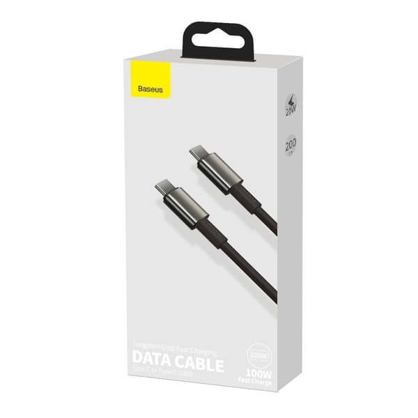 USB-C - USB-C pikalatauskaapeli 100W 2m - kokomusta