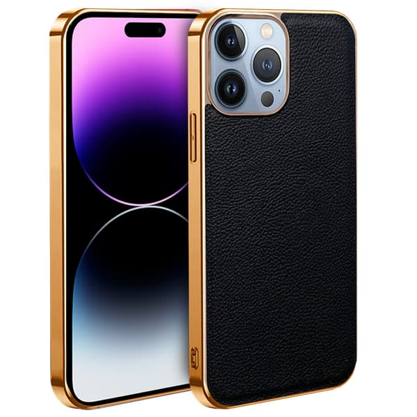 iPhone 13 Pro-skal, kohud, svart