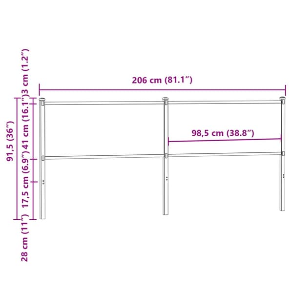 vidaXL sengegavl i brunt egetræ 200 cm