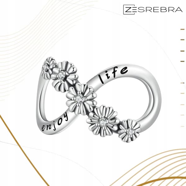 Infinity-tegn charms sølv 925 sølv blomster perle charms pr 925