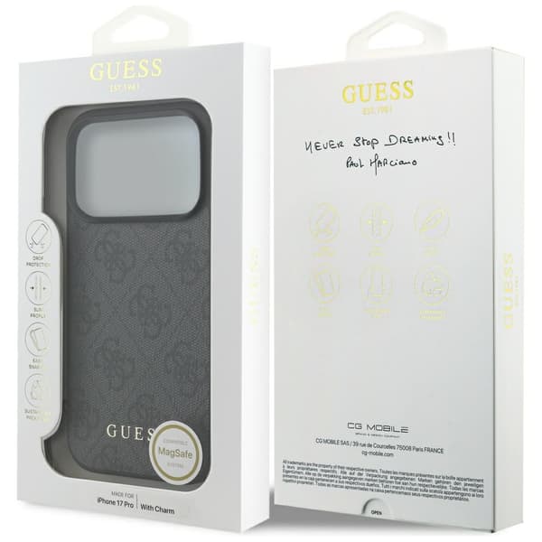 Guess 4G Charms Collection MagSafe-etui til iPhone 17 Pro, sort