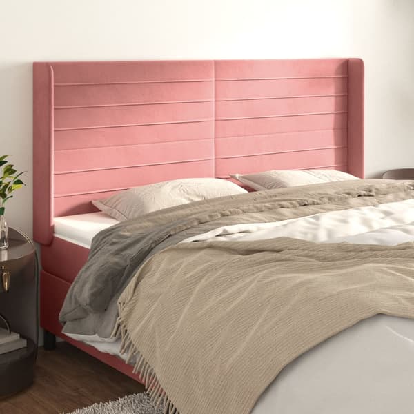 vidaXL Vingad nackstöd rosa 203x16x118/128 cm sammet