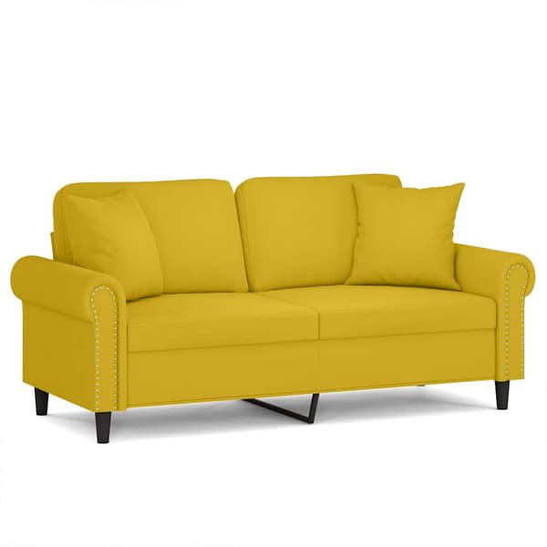 vidaXL 2-sitssoffa med kuddar, gul, 140 cm, sammet