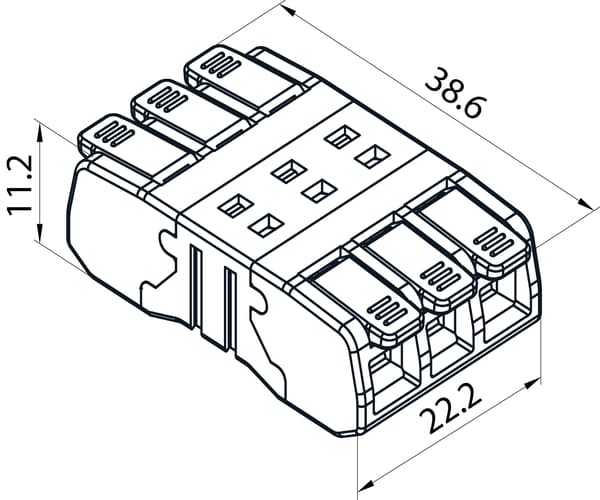 Snabbkoppling Genomgångskoppling 24A 3x 0,2-2,5 mm Transparent