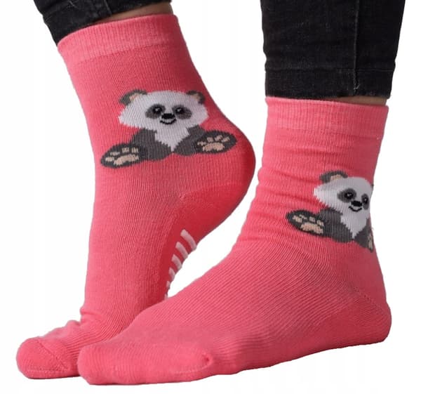Pige strømper ABS halvfrotte varm bomuld pink 31/34