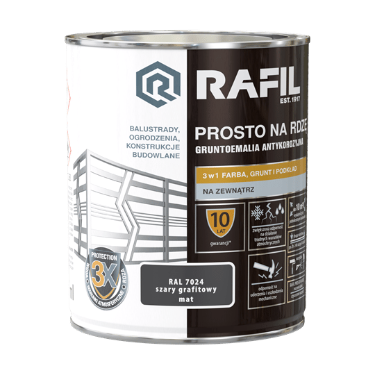 Rafil Prosto til rust, grafitgrå, mat, RAL7024, 0,75 l