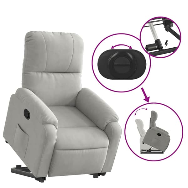 vidaXL Lyft- och fällfåtölj ljusgrå mikrofiber