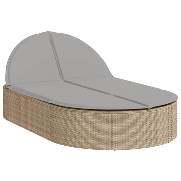 vidaXL Dubbel dagbädd med kuddar, beige, polyrotting