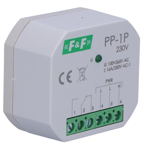 Elektromagnetiskt relä, 1P 16A, infälld, U=230V PP-1P