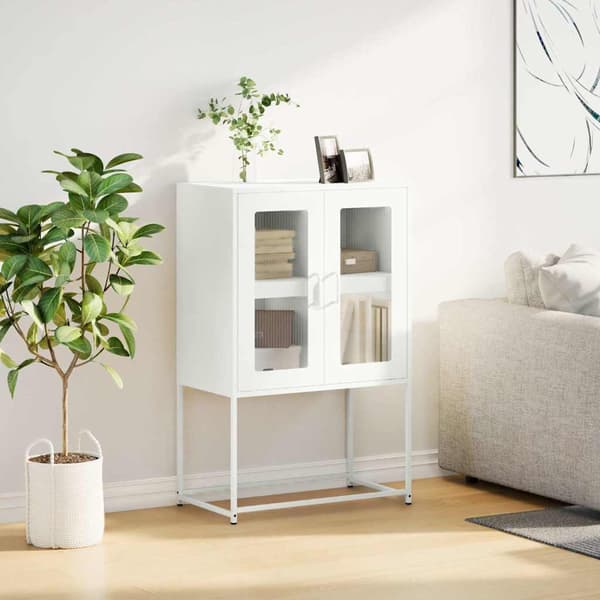 vidaXL kommode hvid 68x39x107 cm stål