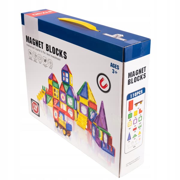 3D Magnetiska Block Slott och Fordon Stor Set med 110 Pedagogiska Bitar