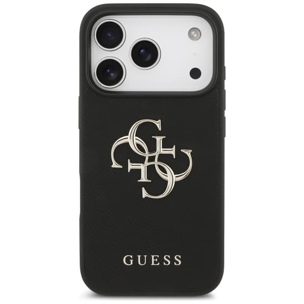 Guess Grained Big 4G & Classic Logo cover til iPhone 17 Pro, sort