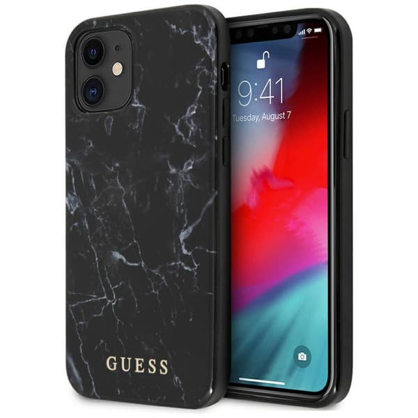 Guess Marble Collection cover til iPhone 12 mini, sort/sort
