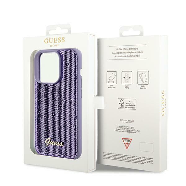 Guess Sequin Script Metallskal till iPhone 13 Pro Max, Lila