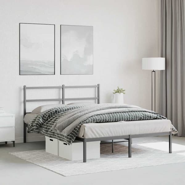vidaXL metalsengestel med hovedgærde sort 140x200 cm