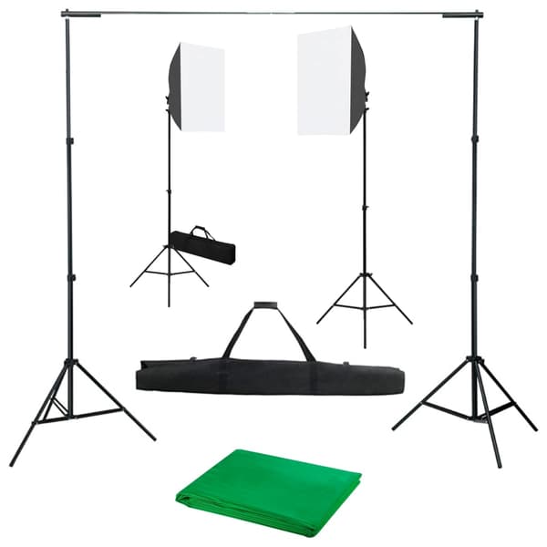 vidaXL Valokuvausstudiosetti softbox-valoilla ja taustalla