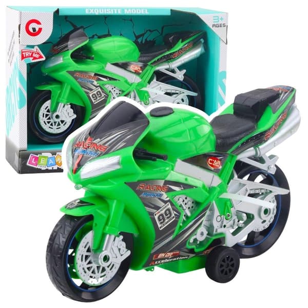 Grøn motoriseret racercykel