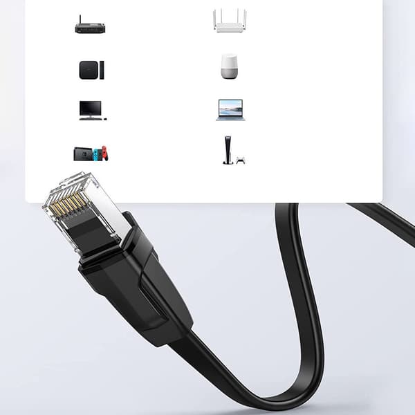 Platt LAN-patchkabel RJ45 Ethernet Cat. 6 8m svart