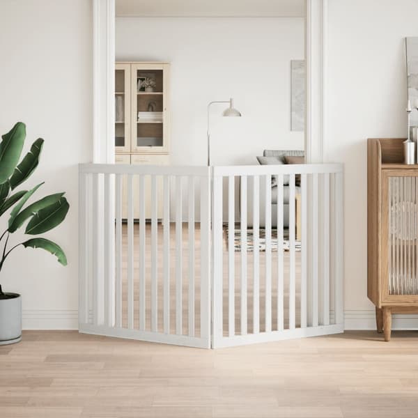 vidaXL foldbart sikkerhedsgitter til hunde, 2 paneler, hvid, 160 cm