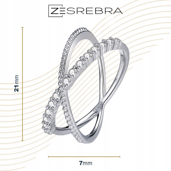 Sølv dobbelt ring 925 sølv størrelse 17 infinity zirkoner