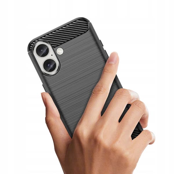 Etui til iPhone 17 CARBON CASE COVER SORT CASE + GLAS