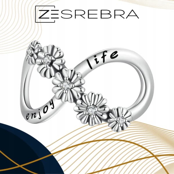 Infinity-tegn charms sølv 925 sølv blomster perle charms pr 925