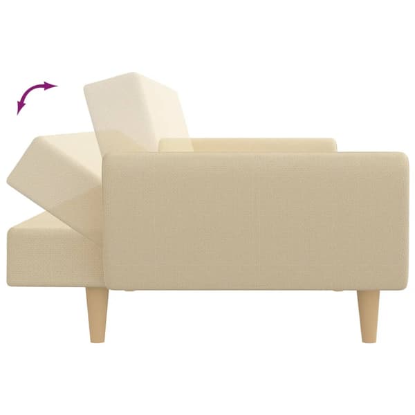 vidaXL 2-sits bäddsoffa, krämfärgad, klädd i tyg