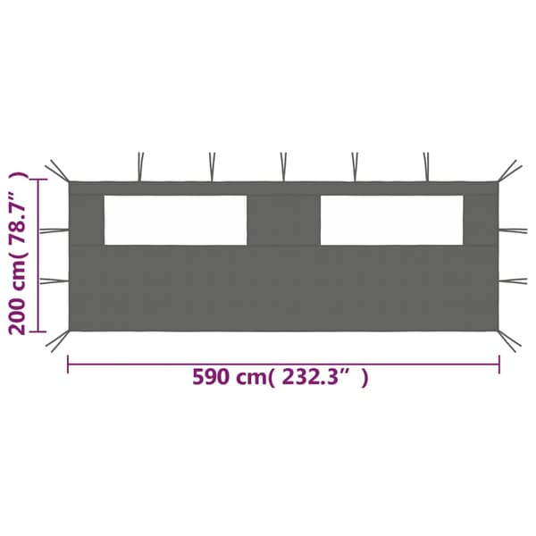vidaXL pavillon vinduesvæg, 6x2 m, antracit