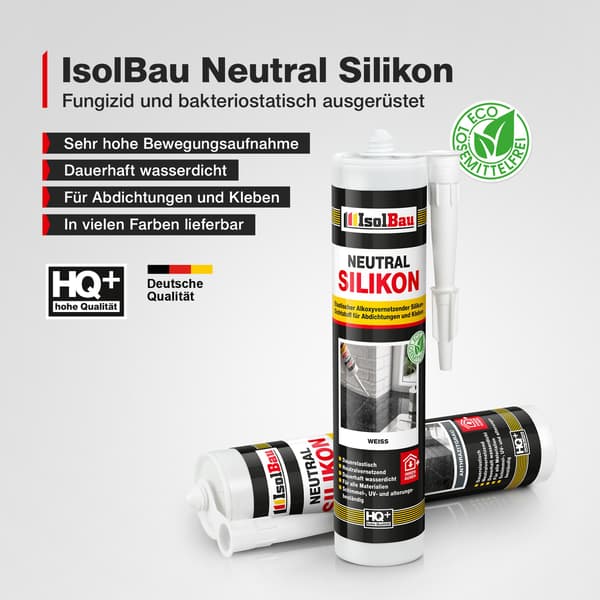 IsolBau Neutral Silikone Sort Neutralsilikone 5 x 300ml