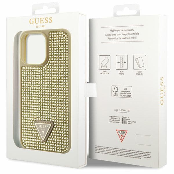 Guess Strass Triangelfodral till iPhone 14 Pro Max, Guld