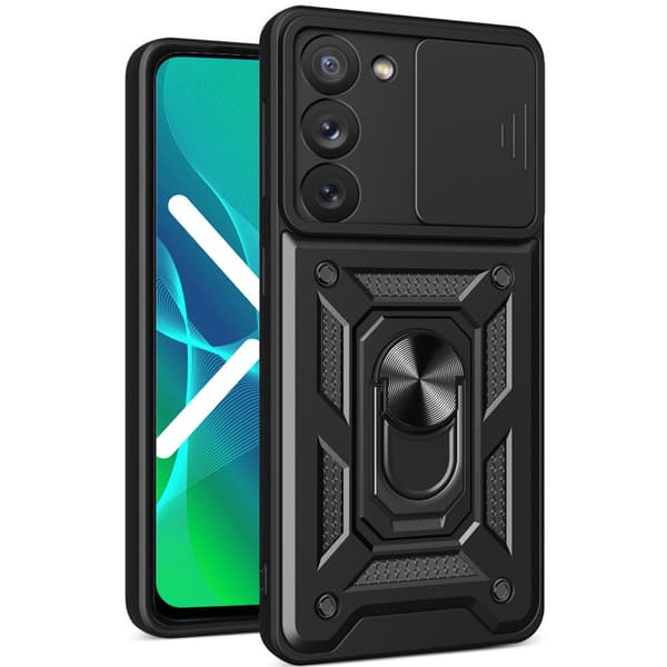 NOX Kamera Slide Cover Sæt til Samsung Galaxy S23, Sort + 2x Glas