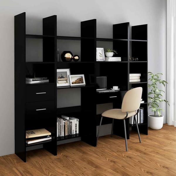 vidaXL reol sort 60x35x180 cm spånplade