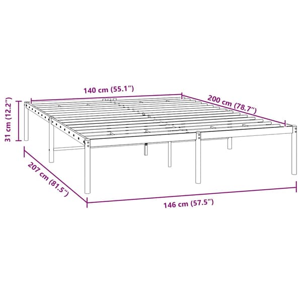 vidaXL metalsengestel sort 140x200 cm