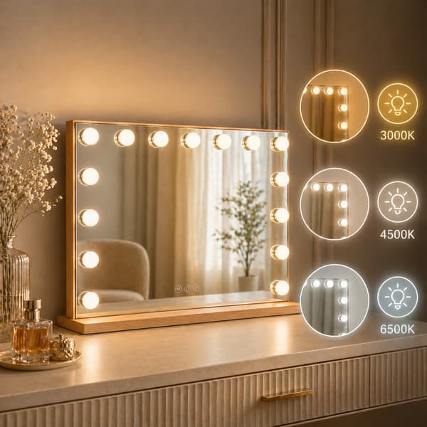 Hollywood sminkspegel 58x48 LED guld