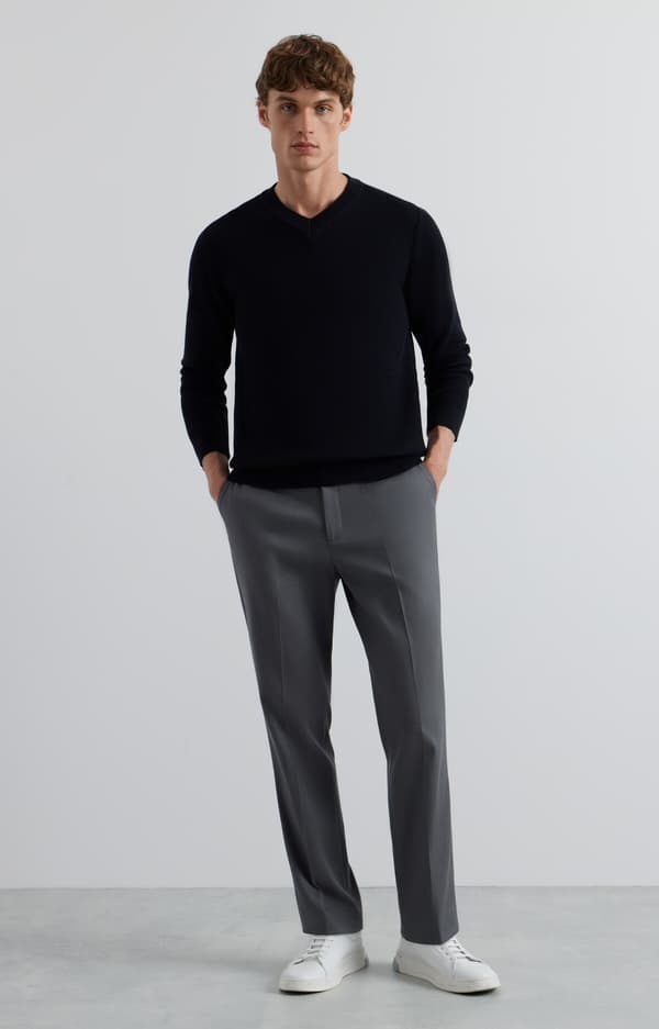Mikromønstret sweater med v-hals S