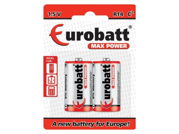 RT23 2 stk. R14 Max Power Krympe C Batterier