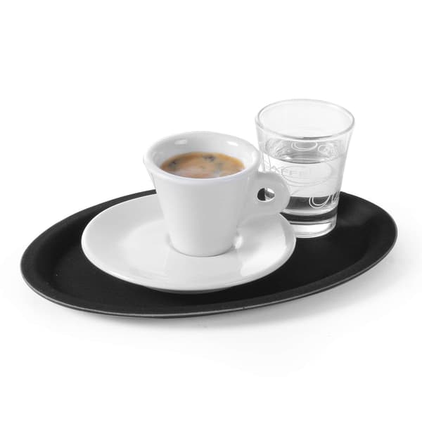 Halkfri oval servitörsbricka 20x26,5cm - svart