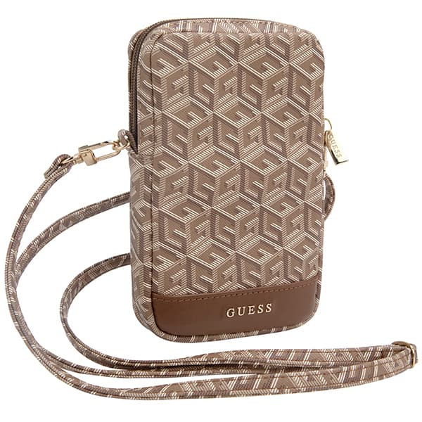 Guess Zip GCube Bottom Randig Axelväska, Brun