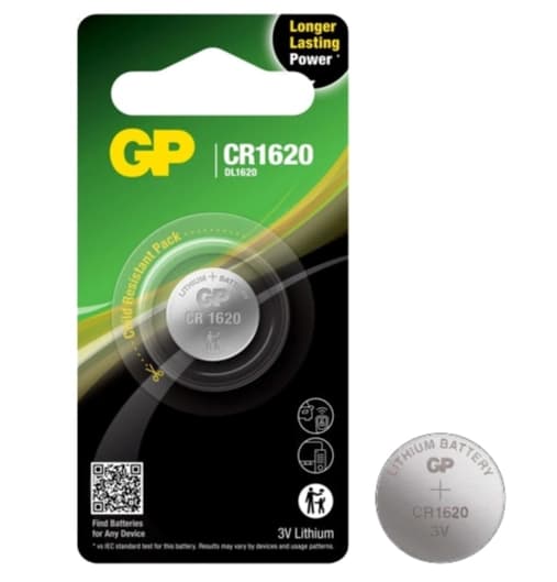 Lithium-knapcellebatteri CR1620 3V 1 stk. GP