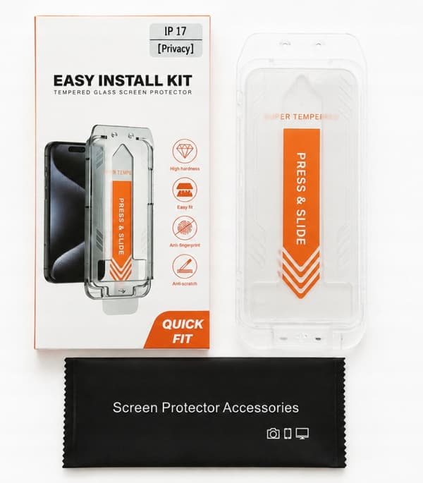 Privacy-glas med applikator til iPhone 17