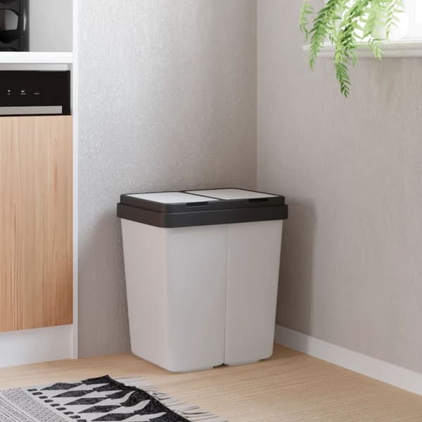 vidaXL Dubbel papperskorg vit 2x25 l
